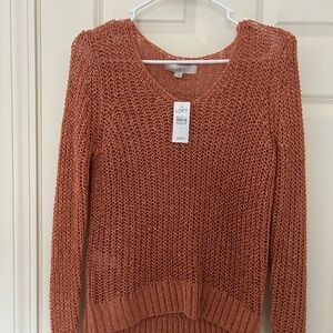 LOFT Women's V-Neck Sweater in Rust
